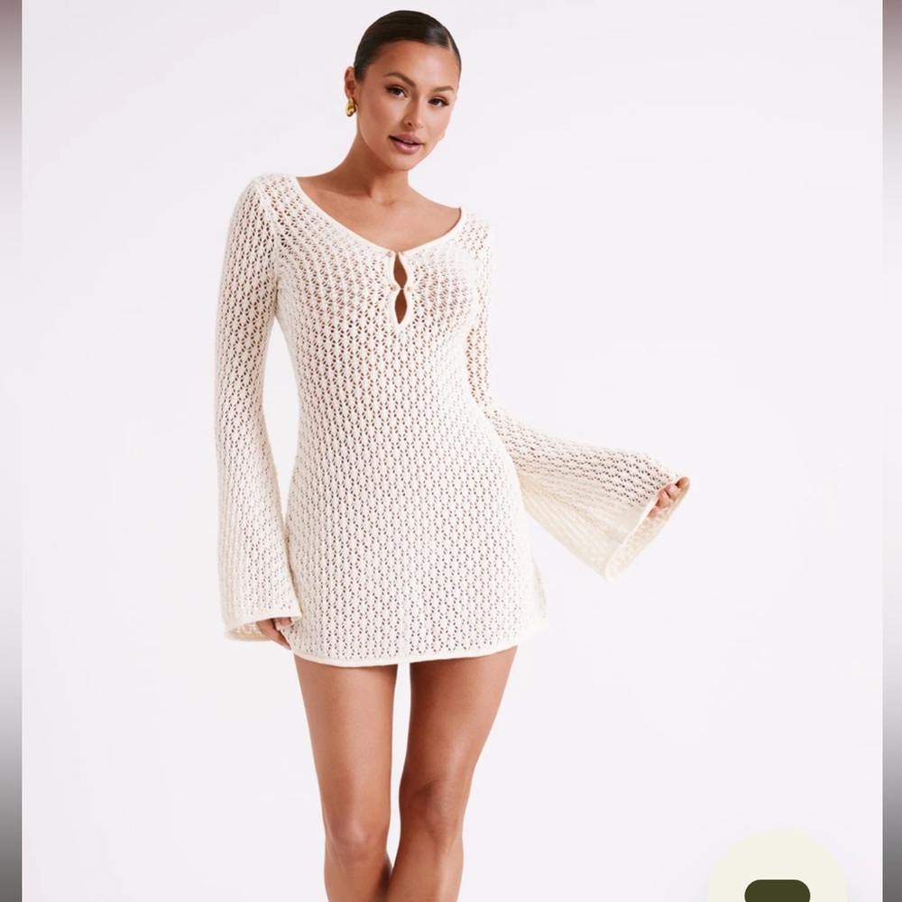 Meshki - Cream Crochet Mini Dress
